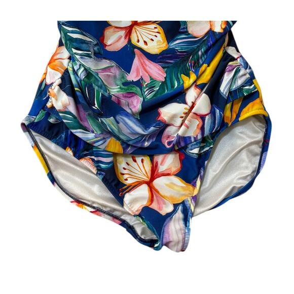 Maxine of Hollywood Swimsuit‎ Women 10 Blue One Piece Beach Tropical Vacation - Picture 3 of 8